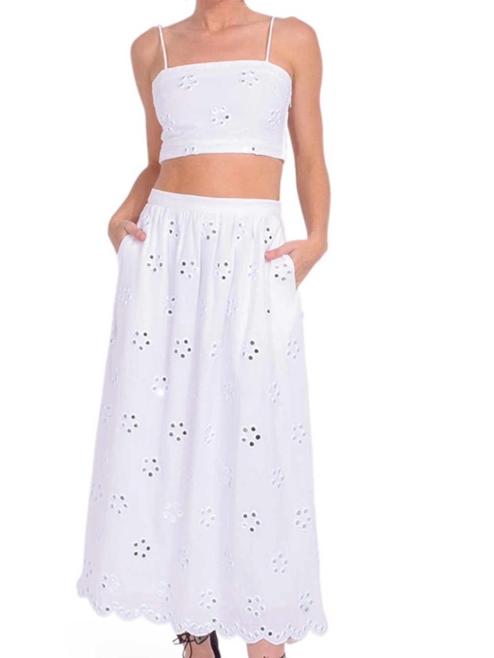 Rhode White Eyelet Midi Skirt - Picture 3 of 7